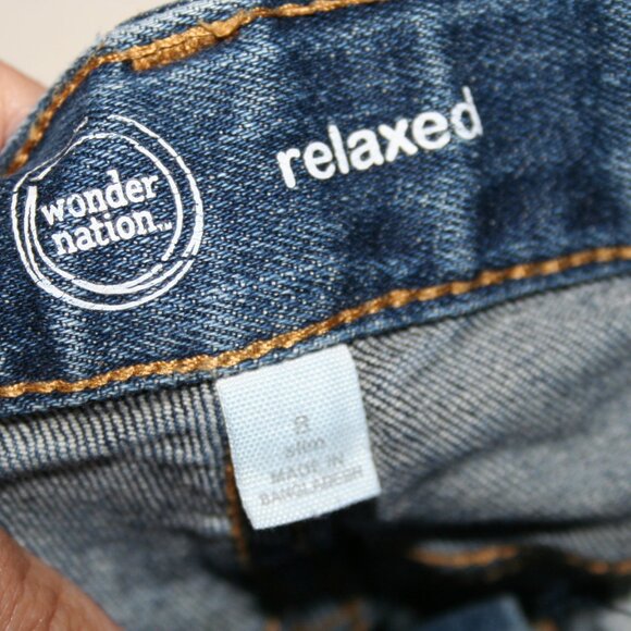 SIZE 8 SLIM KIDS DENIM BLUE JEANS BOYS RELAXED FIT ADJUSTABLE WAIST POCKETS EUC - Picture 7 of 14